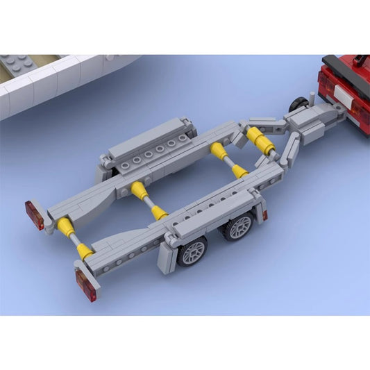 MOC-76837 tinny (small boat) with sports car