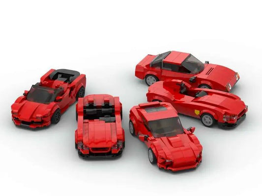 MOC-87315 Ferrari Vehicle Pack - Set of Five Vehicles in Red - 8 Stud Speed Champions